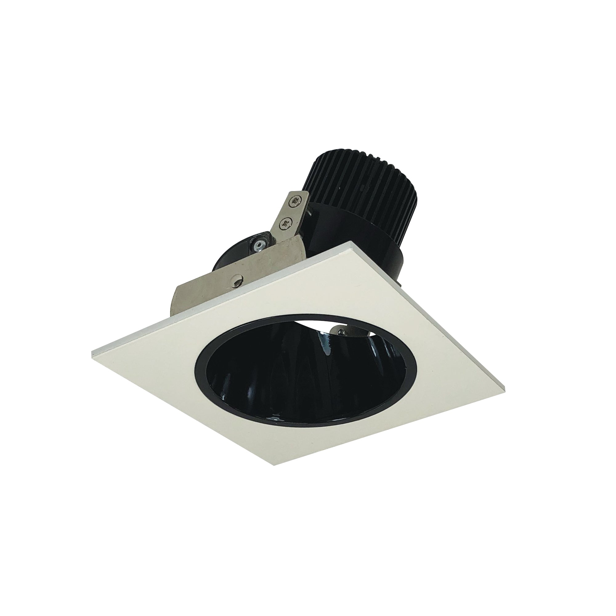 Nora NIO-4SD35XBW/10 4 inch Iolite LED Square Adjustable Reflector with Round Aperture, 1000lm / 14W, 3500K, Black Reflector / White Flange