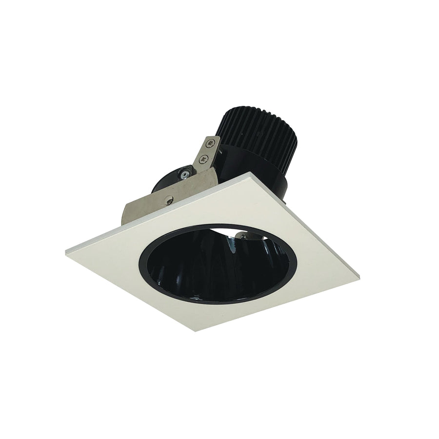 Nora NIO-4SDCDXBW 4 inch Iolite LED Square Adjustable Reflector with Round Aperture, 800lm / 14W, Comfort Dim, Black Reflector / White Flange