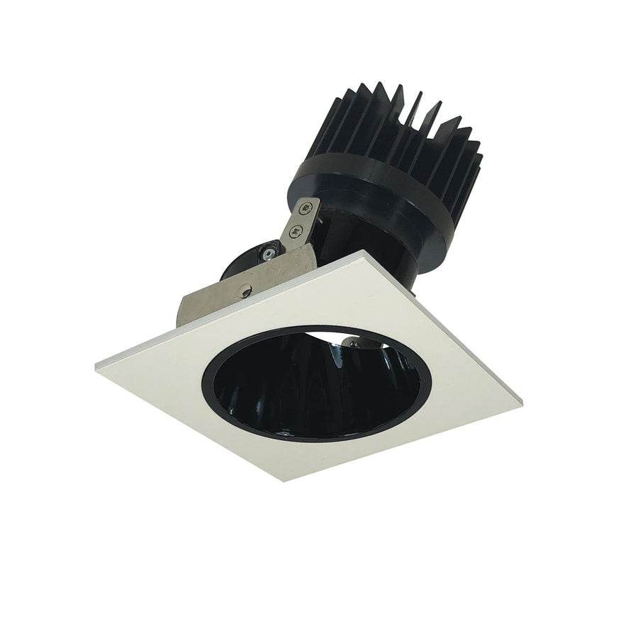 Nora NIO-4SD35XBW/HL 4 inch Iolite LED Square Adjustable Reflector with Round Aperture, 1500lm/2000lm (varies by housing), 3500K, Black Reflector / White Flange
