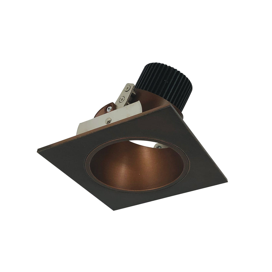 Nora NIO-4SDCDXBZ 4 inch Iolite LED Square Adjustable Reflector with Round Aperture, 800lm / 14W, Comfort Dim, Bronze Reflector / Bronze Flange