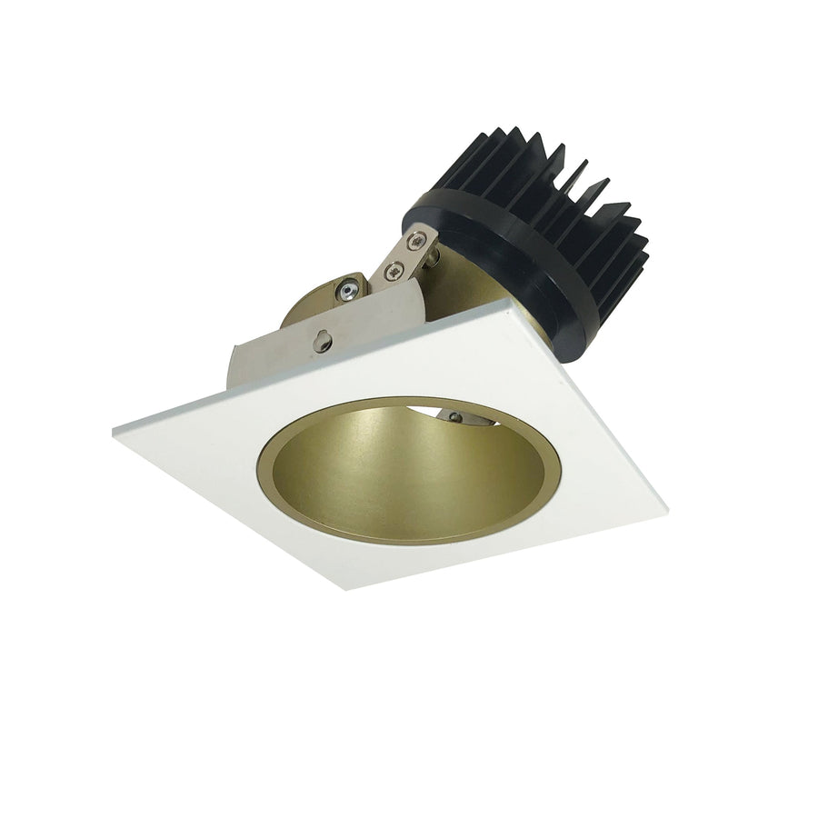 Nora NIO-4SDCDXCHMPW/HL 4 inch Iolite LED Square Adjustable Reflector with Round Aperture, 1500lm/2000lm (varies by housing), Comfort Dim, Champagne Haze Reflector / Matte Powder White Flange