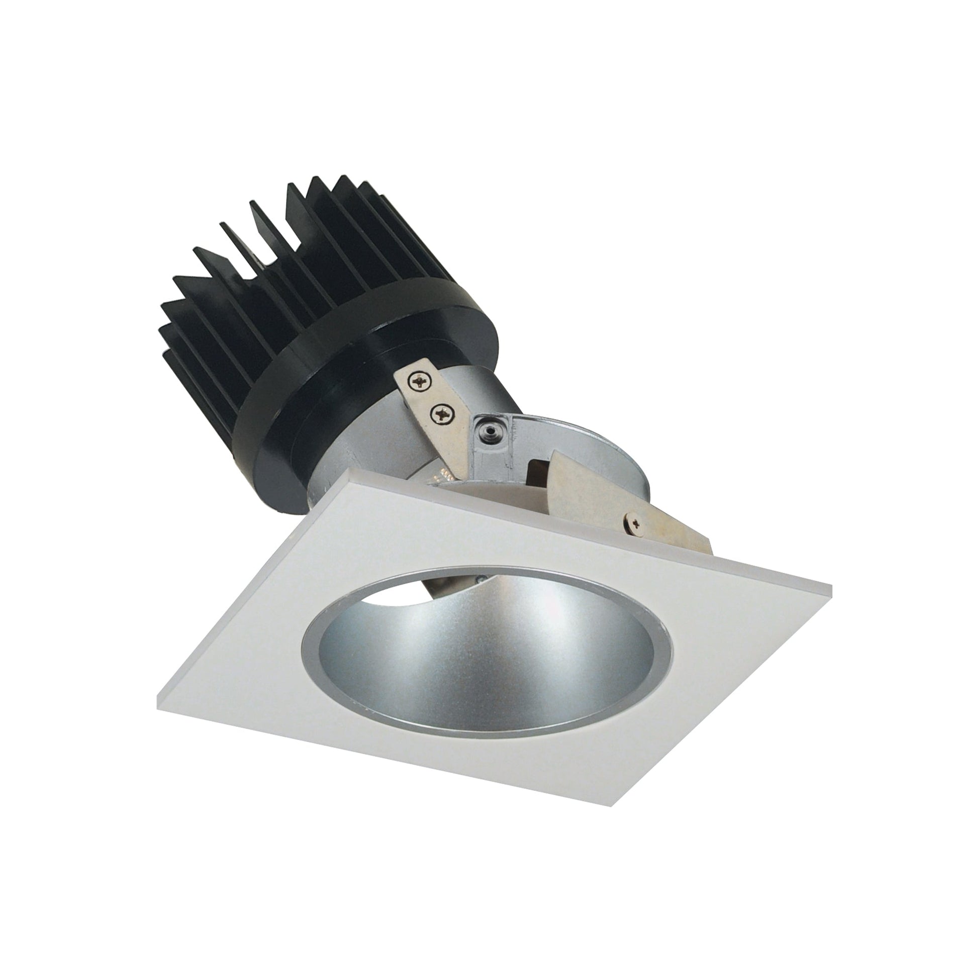 Nora NIO-4SD30XHW/HL 4 inch Iolite LED Square Adjustable Reflector with Round Aperture, 1500lm/2000lm (varies by housing), 3000K, Haze Reflector / White Flange