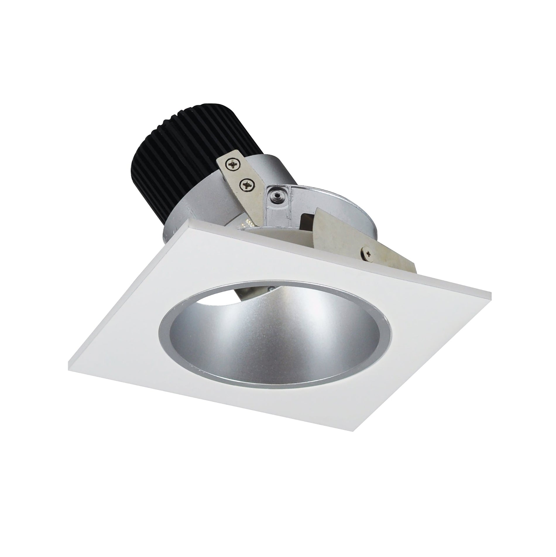 Nora NIO-4SD35QHW 4 inch Iolite LED Square Adjustable Reflector with Round Aperture, 10-Degree Optic, 800lm / 12W, 3500K, Haze Reflector / White Flange
