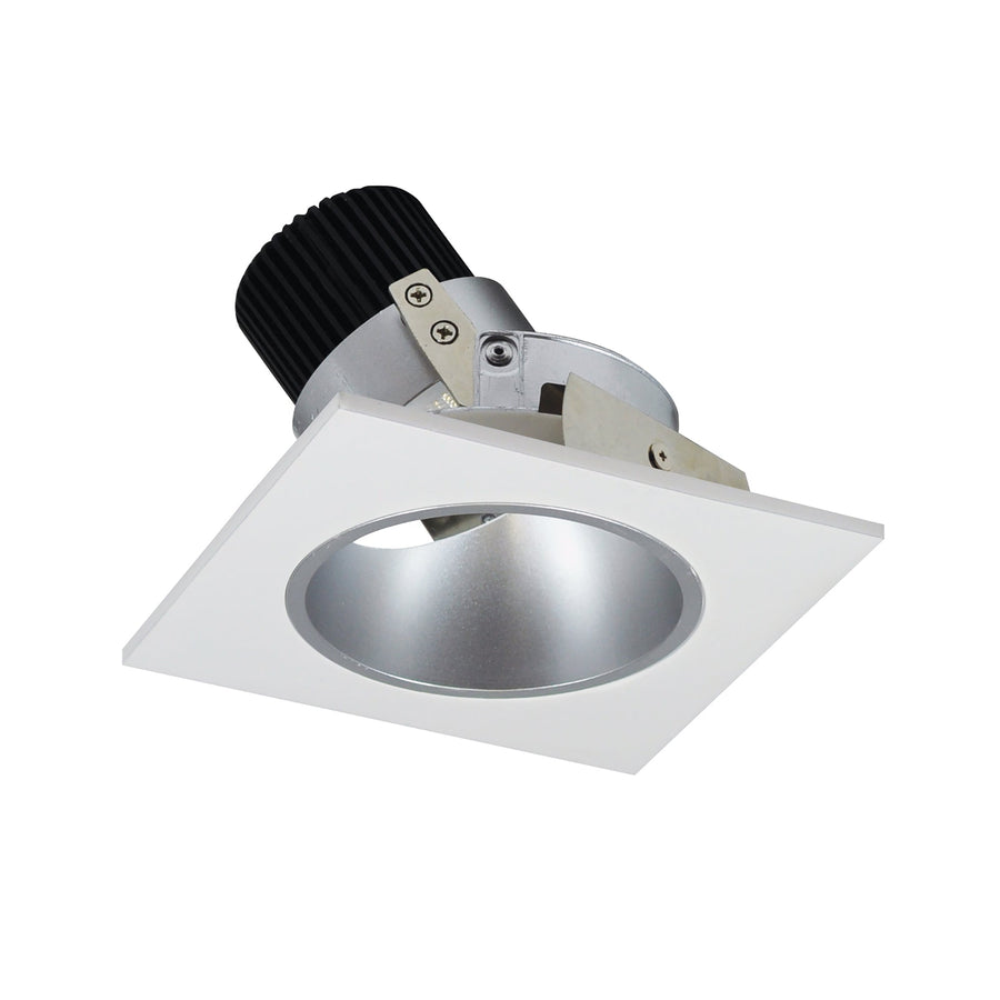 Nora NIO-4SDCDXHW 4 inch Iolite LED Square Adjustable Reflector with Round Aperture, 800lm / 14W, Comfort Dim, Haze Reflector / White Flange