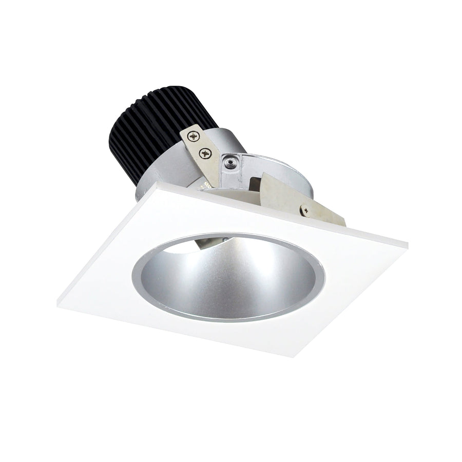 Nora NIO-4SD40QHZMPW 4 inch Iolite LED Square Adjustable Reflector with Round Aperture, 10-Degree Optic, 800lm / 12W, 4000K, Haze Reflector / Matte Powder White Flange