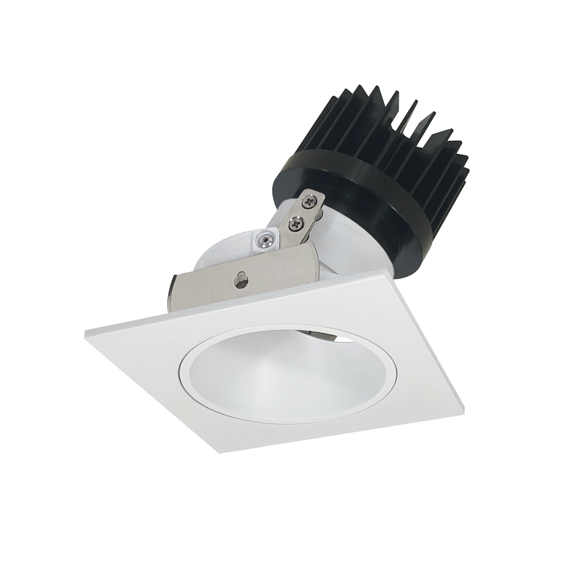Nora NIO-4SDCDXMPW/HL 4 inch Iolite LED Square Adjustable Reflector with Round Aperture, 1500lm/2000lm (varies by housing), Comfort Dim, Matte Powder White Reflector / Matte Powder White Flange