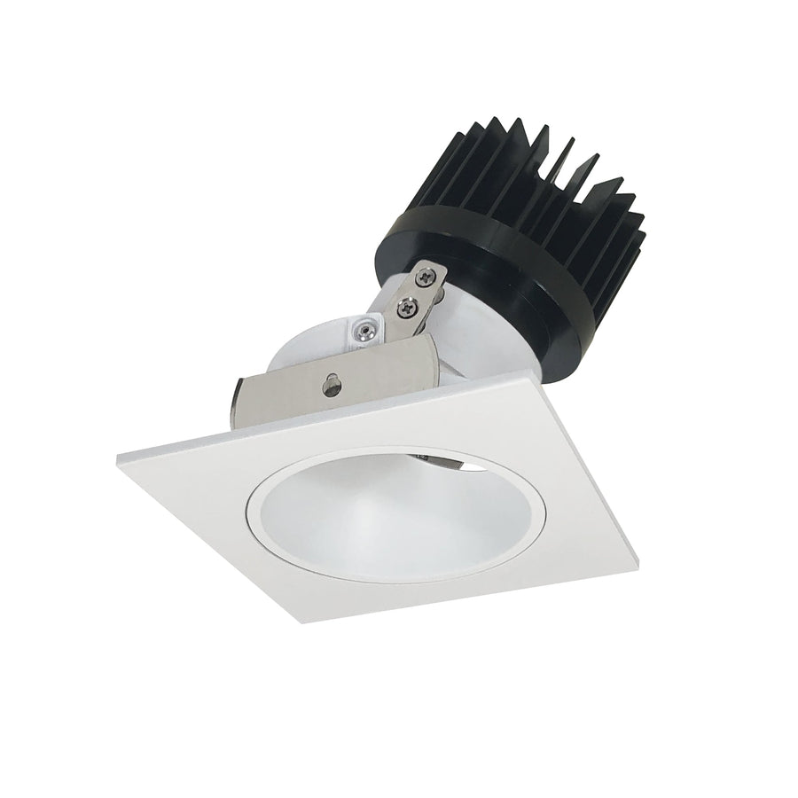 Nora NIO-4SDCDXMPW/HL 4 inch Iolite LED Square Adjustable Reflector with Round Aperture, 1500lm/2000lm (varies by housing), Comfort Dim, Matte Powder White Reflector / Matte Powder White Flange