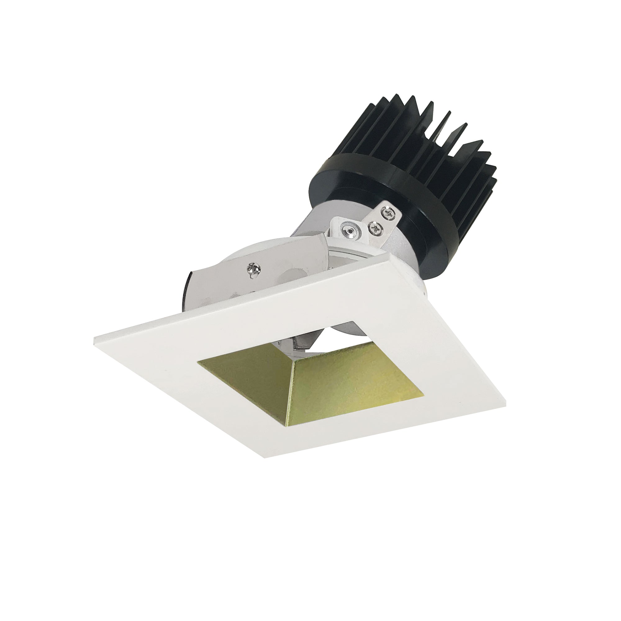Nora NIO-4SDSQ30XCHMPW/HL 4 inch Iolite LED Square Adjustable Reflector with Square Aperture, 1500lm/2000lm (varies by housing), 3000K, Champagne Haze Reflector / Matte Powder White Flange
