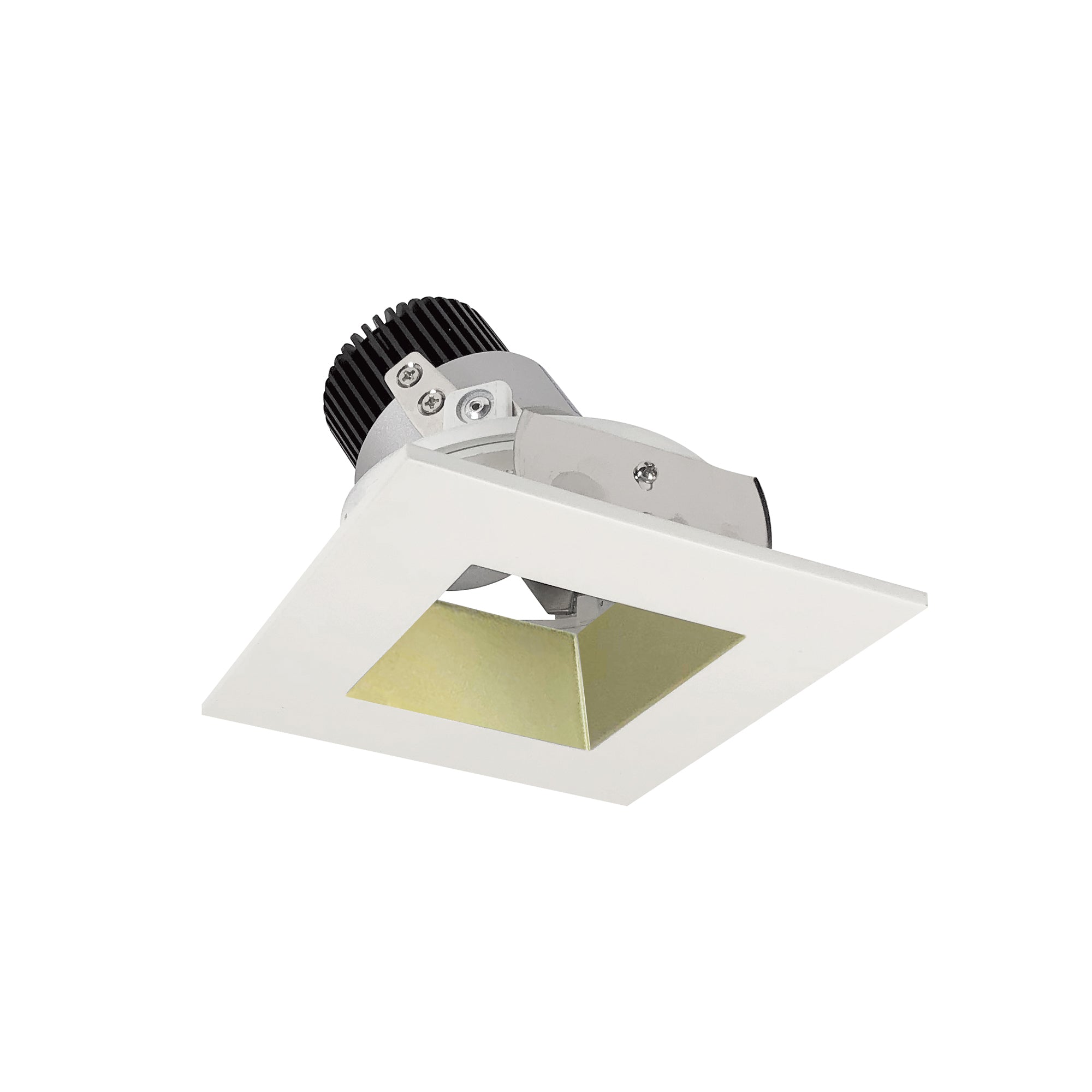 Nora NIO-4SDSQCDXCHMPW 4 inch Iolite LED Square Adjustable Reflector with Square Aperture, 800lm / 14W, Comfort Dim, Champagne Haze Reflector / Matte Powder White Flange