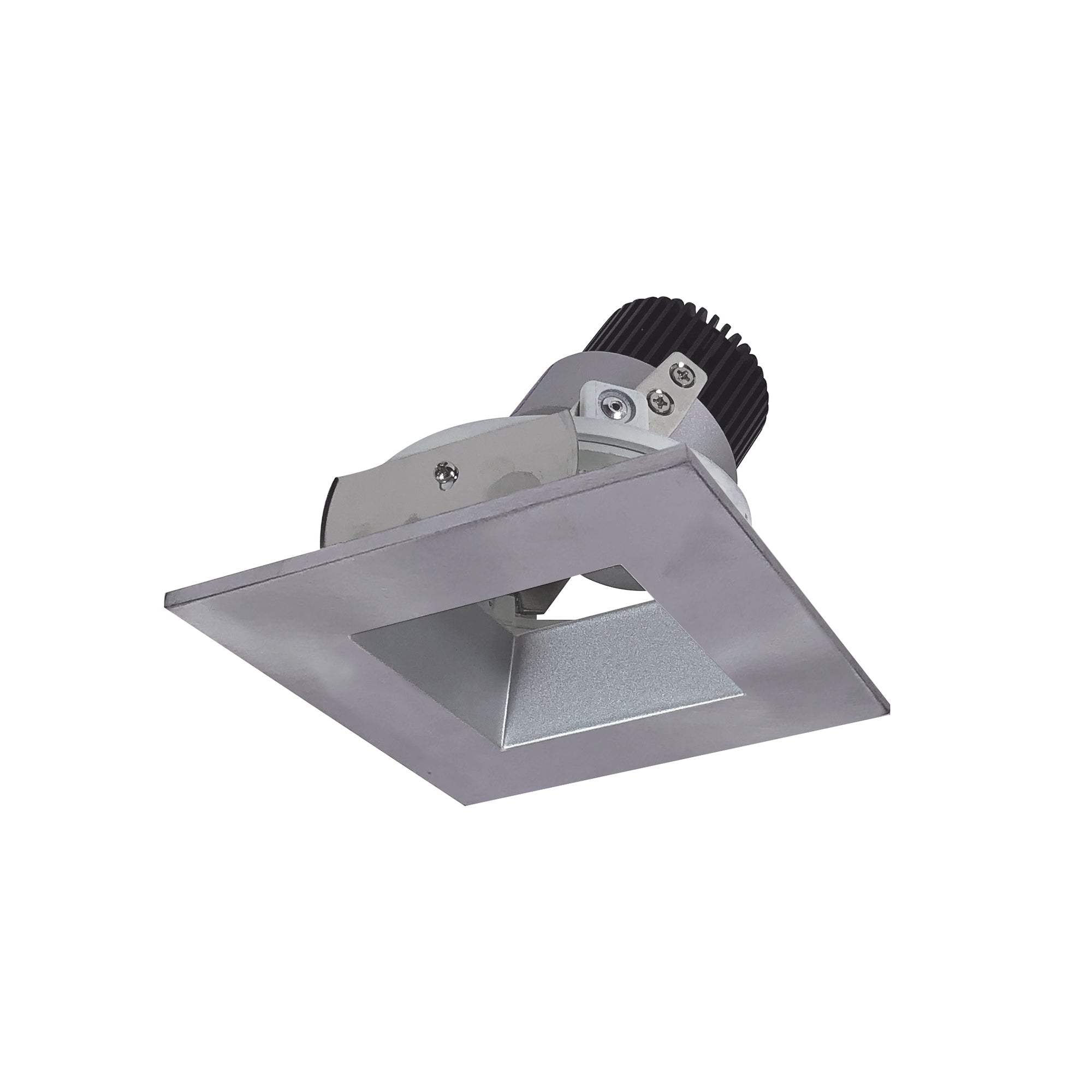 Nora NIO-4SDSQ30QHN 4 inch Iolite LED Square Adjustable Reflector with Square Aperture, 10-Degree Optic, 800lm / 12W, 3000K, Haze Reflector / Natural Metal Flange