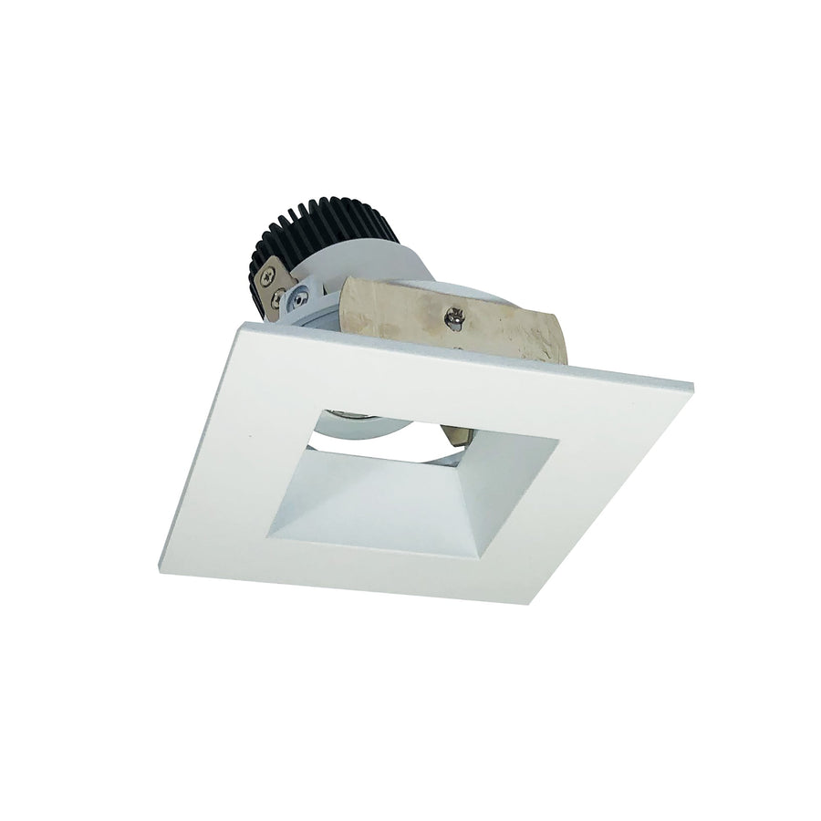 Nora NIO-4SDSQCDXMPW 4 inch Iolite LED Square Adjustable Reflector with Square Aperture, 800lm / 14W, Comfort Dim, Matte Powder White Reflector / Matte Powder White Flange