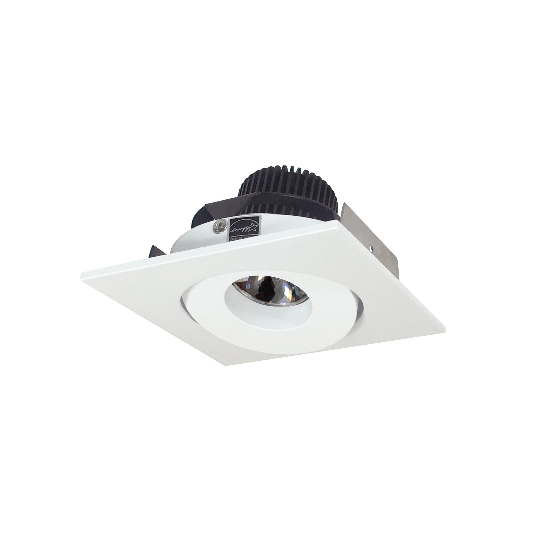 Nora NIO-4SG40QMPW 4 inch Iolite LED Square Adjustable Gimbal, 10-Degree Optic, 800lm / 12W, 4000K, Matte Powder White Finish