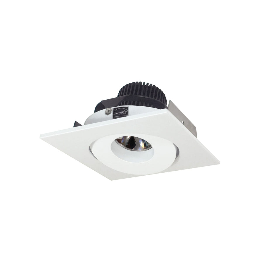 Nora NIO-4SG40QMPW 4 inch Iolite LED Square Adjustable Gimbal, 10-Degree Optic, 800lm / 12W, 4000K, Matte Powder White Finish