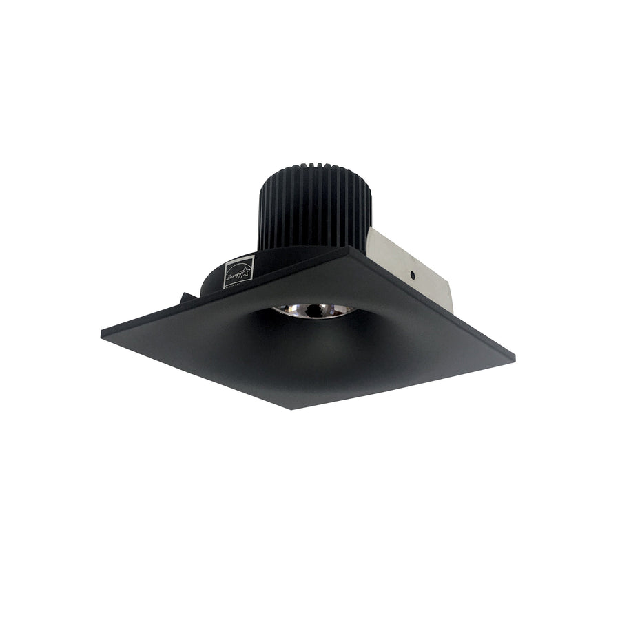 Nora NIO-4SNB27QBB 4 inch Iolite LED Square Bullnose, 10-Degree Optic, 950lm / 12W, 2700K, Black Finish