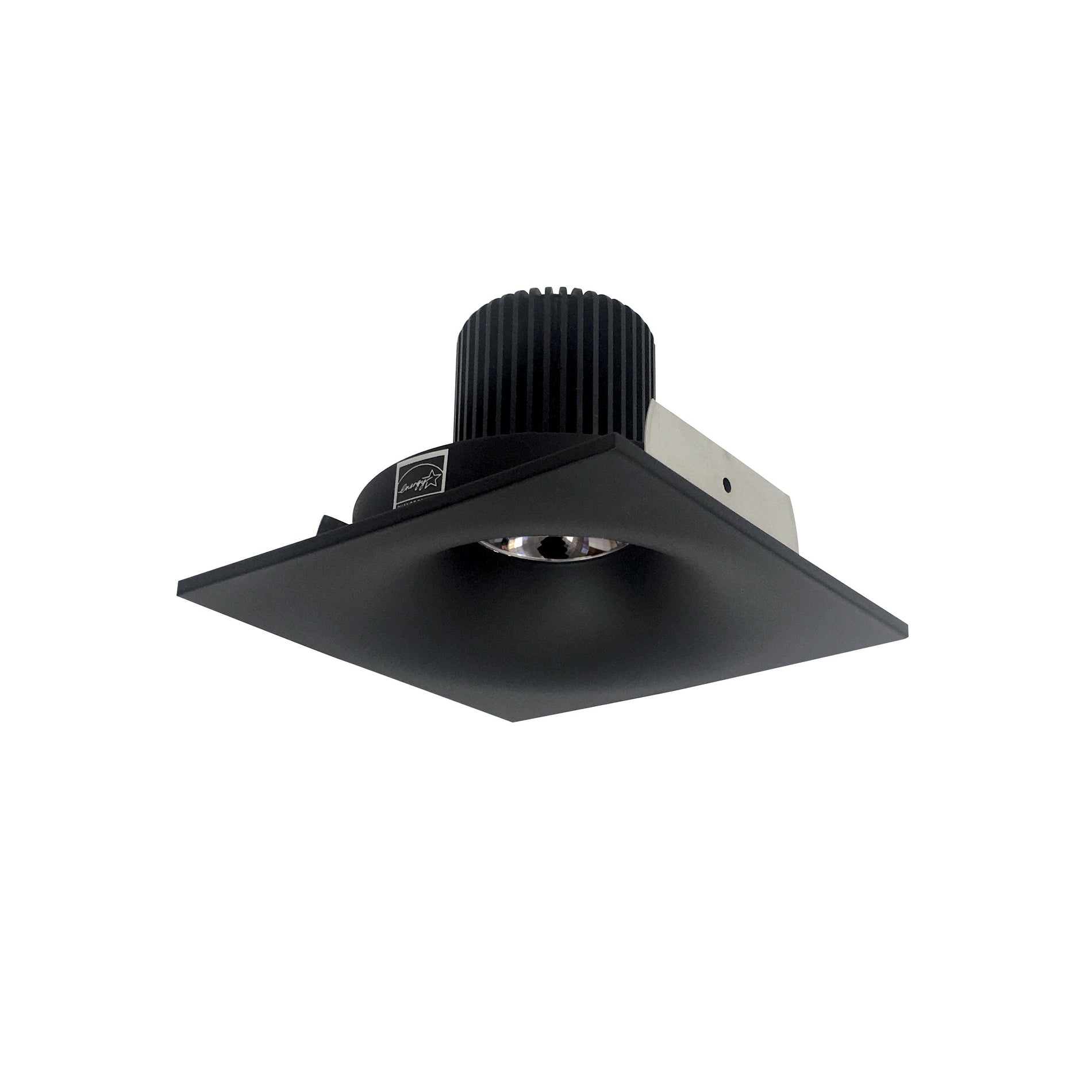Nora NIO-4SNB27QBB 4 inch Iolite LED Square Bullnose, 10-Degree Optic, 950lm / 12W, 2700K, Black Finish