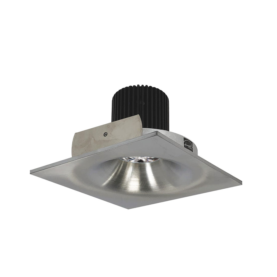 Nora NIO-4SNB27QNN 4 inch Iolite LED Square Bullnose, 10-Degree Optic, 950lm / 12W, 2700K, Natural Metal Finish