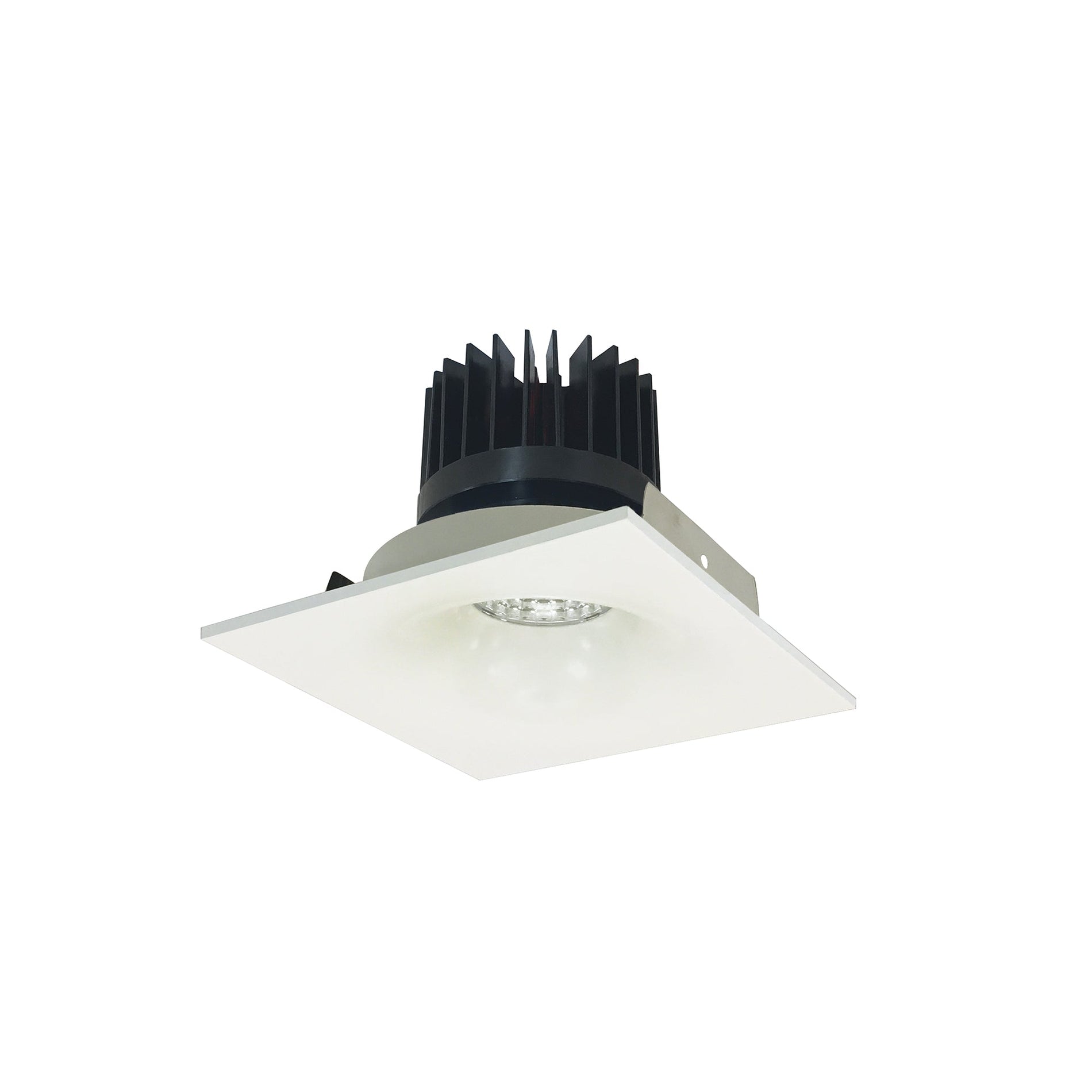 Nora NIO-4SNDC27QBB 4 inch Iolite LED Square Reflector with Round Aperture, 10-Degree Optic, 850lm / 12W, 2700K, Black Reflector / Black Flange