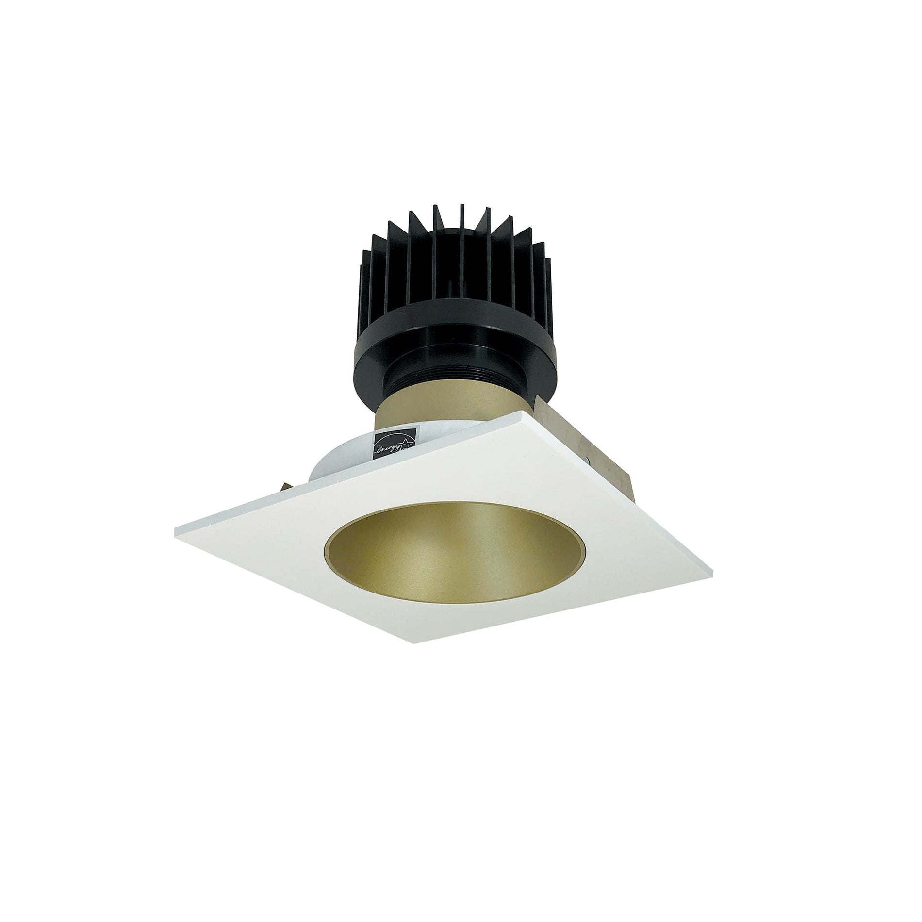 Nora NIO-4SNDC30XCHMPW/HL 4 inch Iolite LED Square Reflector with Round Aperture, 1500lm/2000lm/2500lm (varies by housing), 3000K, Champagne Haze Reflector / Matte Powder White Flange