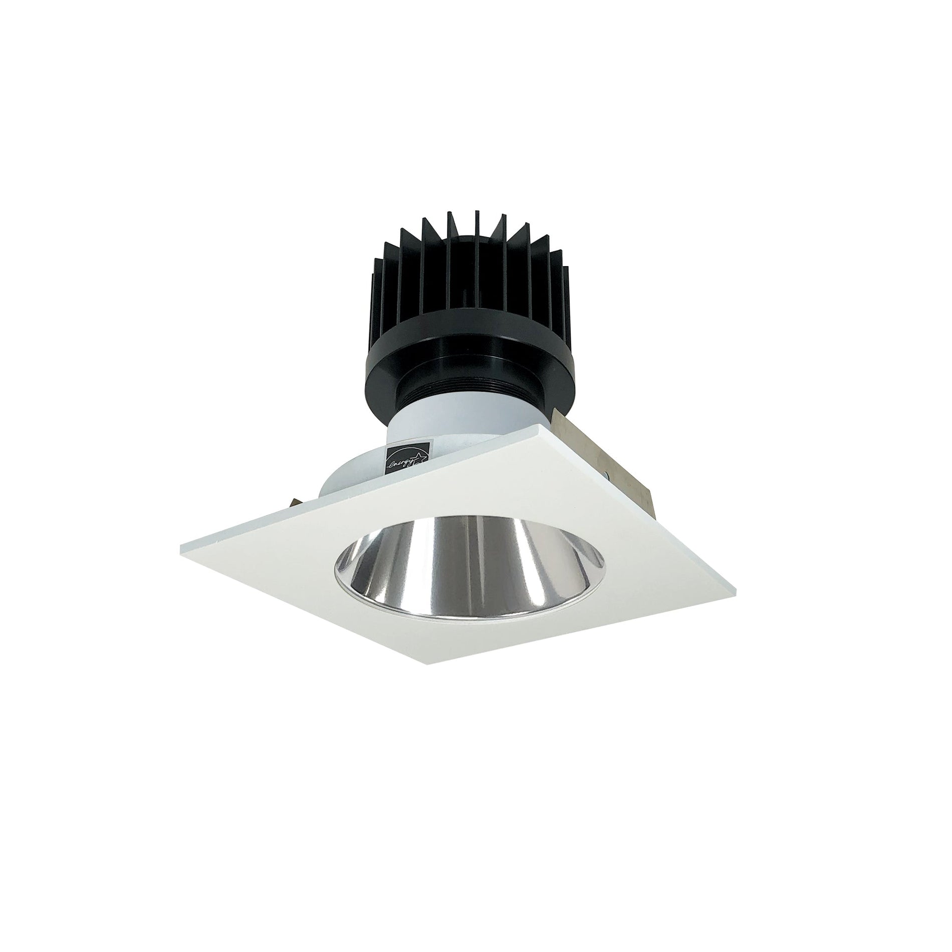 Nora NIO-4SNDC27XCMPW/HL 4 inch Iolite LED Square Reflector with Round Aperture, 1500lm/2000lm/2500lm (varies by housing), 2700K, Specular Clear Reflector / Matte Powder White Flange