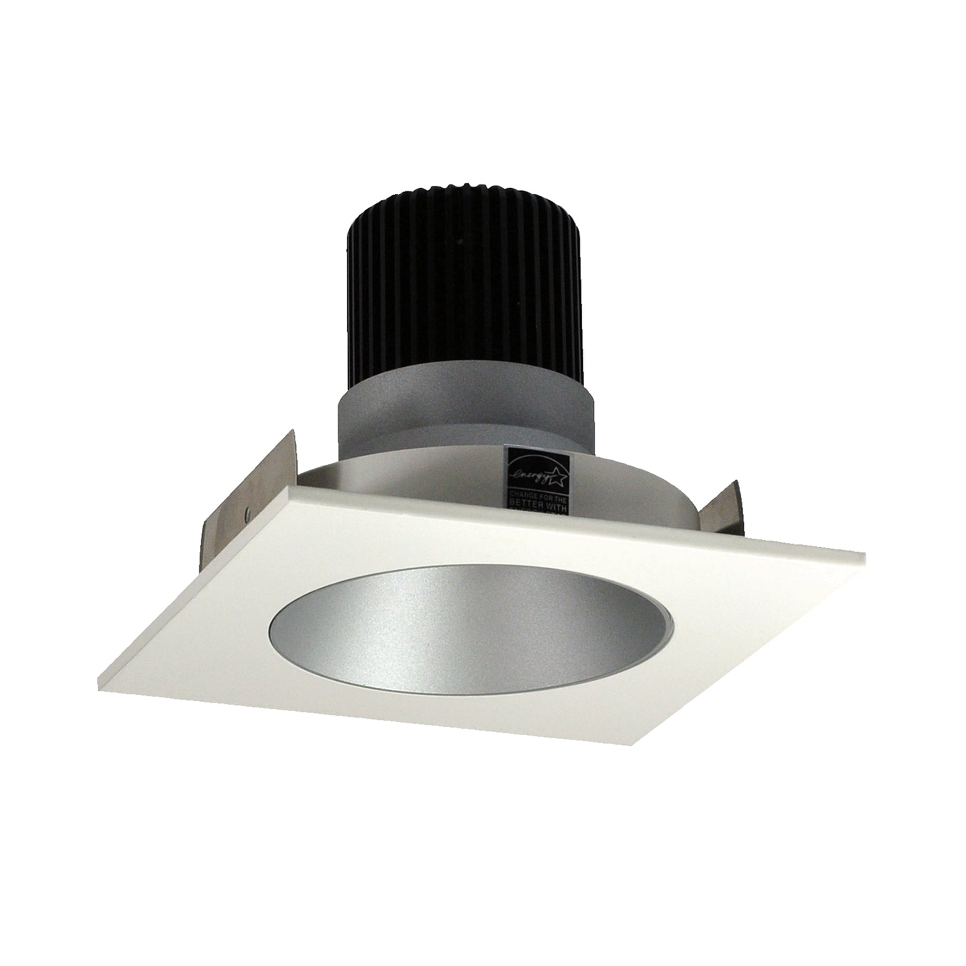 Nora NIO-4SNDC40QHW 4 inch Iolite LED Square Reflector with Round Aperture, 10-Degree Optic, 850lm / 12W, 4000K, Haze Reflector / White Flange