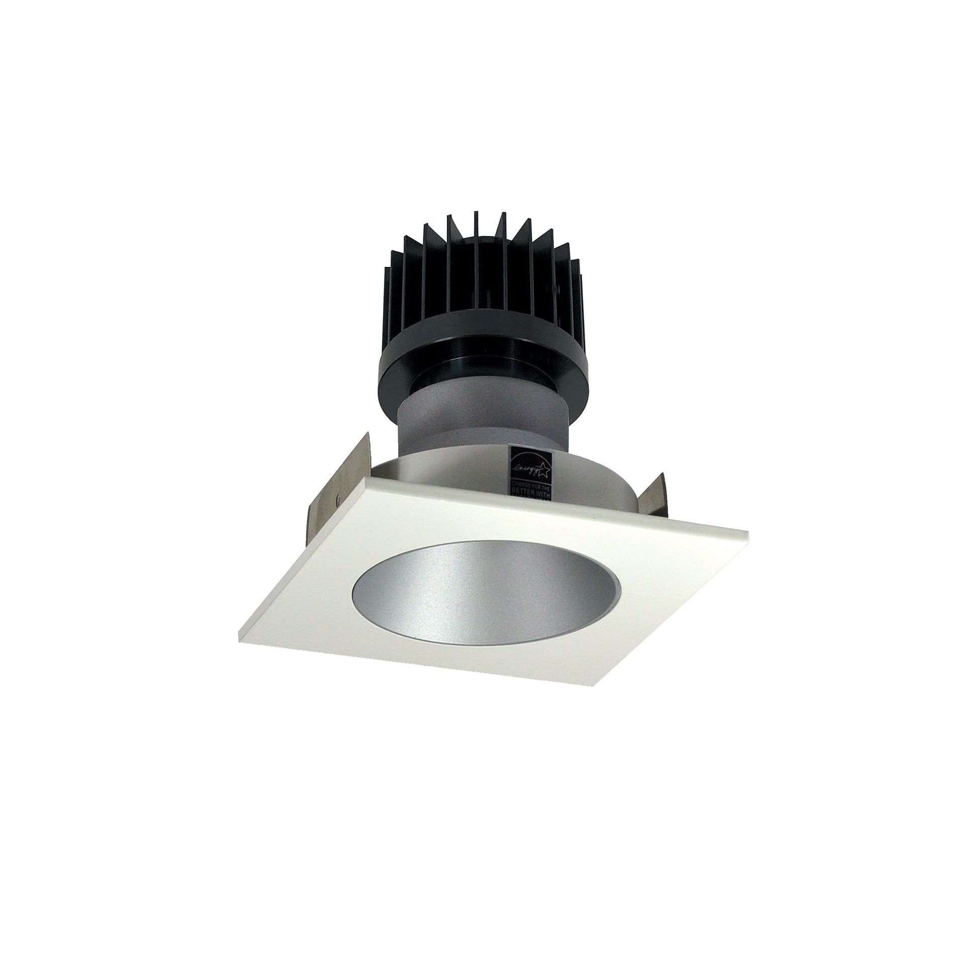 Nora NIO-4SNDC27XHZMPW/HL 4 inch Iolite LED Square Reflector with Round Aperture, 1500lm/2000lm/2500lm (varies by housing), 2700K, Haze Reflector / Matte Powder White Flange