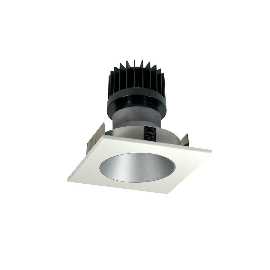 Nora NIO-4SNDCCDXHZMPW/HL 4 inch Iolite LED Square Reflector with Round Aperture, 1500lm/2000lm/2500lm (varies by housing), Comfort Dim, Haze Reflector / Matte Powder White Flange