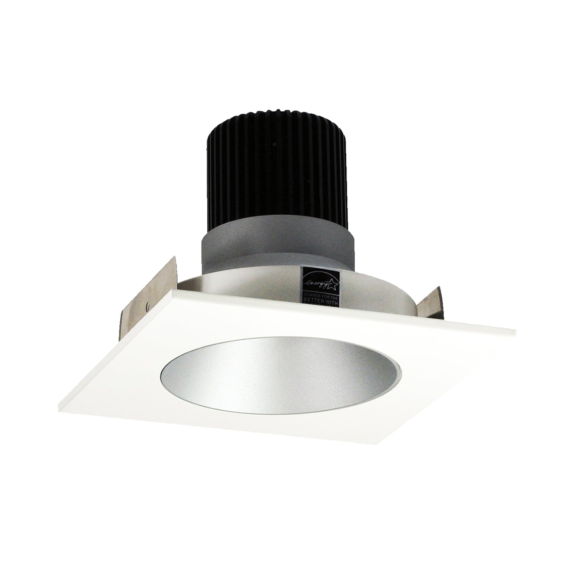 Nora NIO-4SNDC40QHZMPW 4 inch Iolite LED Square Reflector with Round Aperture, 10-Degree Optic, 850lm / 12W, 4000K, Haze Reflector / Matte Powder White Flange