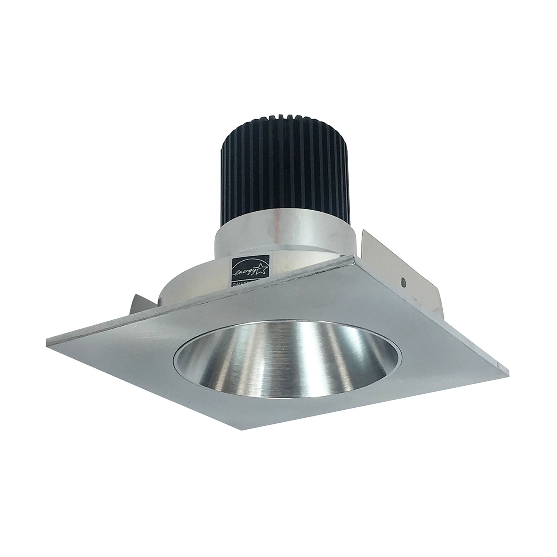 Nora NIO-4SNDC40QNN 4 inch Iolite LED Square Reflector with Round Aperture, 10-Degree Optic, 850lm / 12W, 4000K, Natural Metal Reflector / Natural Metal Flange