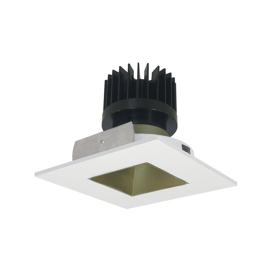 Nora NIO-4SNDSQCDXCHMPW/HL 4 inch Iolite LED Square Reflector with Square Aperture, 1500lm/2000lm/2500lm (varies by housing), Comfort Dim, Champagne Haze Reflector / Matte Powder White Flange