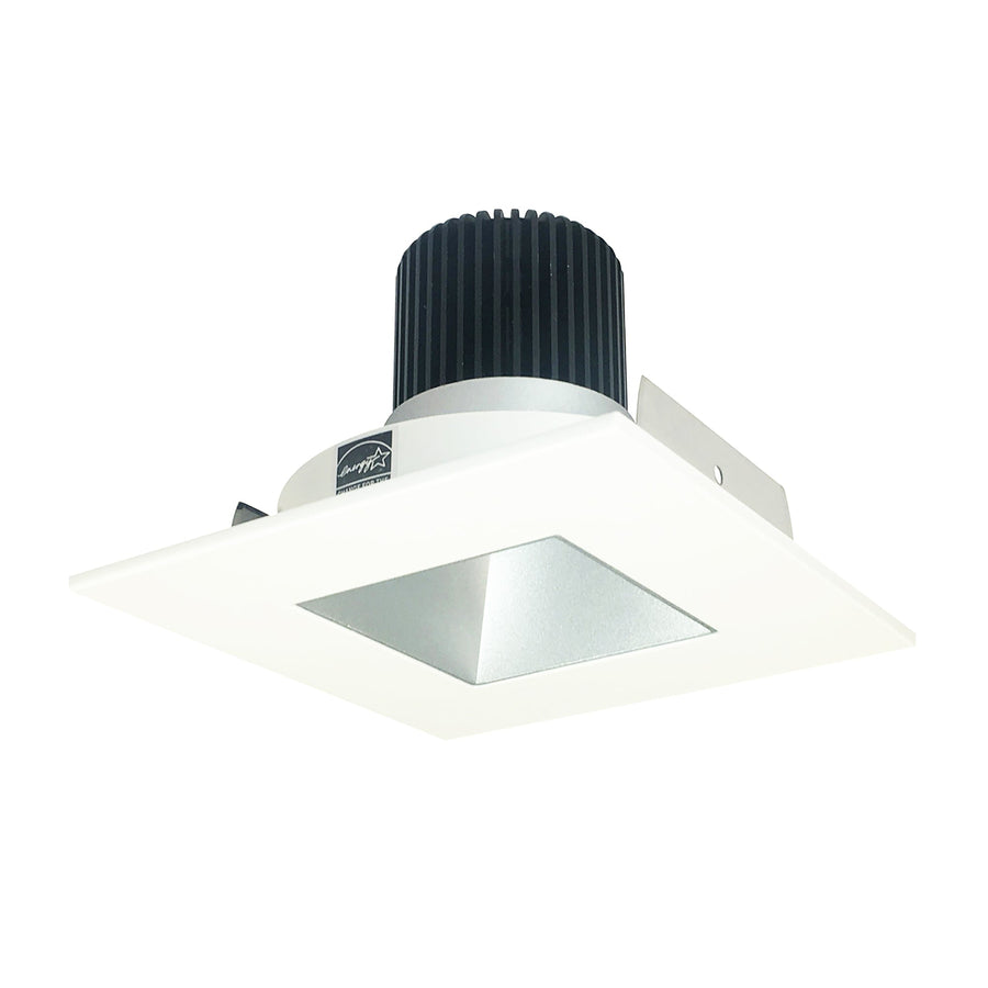 Nora NIO-4SNDSQCDXHZMPW 4 inch Iolite LED Square Reflector with Square Aperture, 800lm / 14W, Comfort Dim, Haze Reflector / Matte Powder White Flange