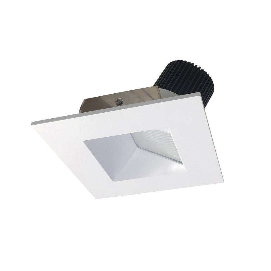 Nora NIO-4SWCDXMPW 4 inch Iolite LED Square Wall Wash, 800lm / 14W, Comfort Dim, Matte Powder White Reflector / Matte Powder White Flange