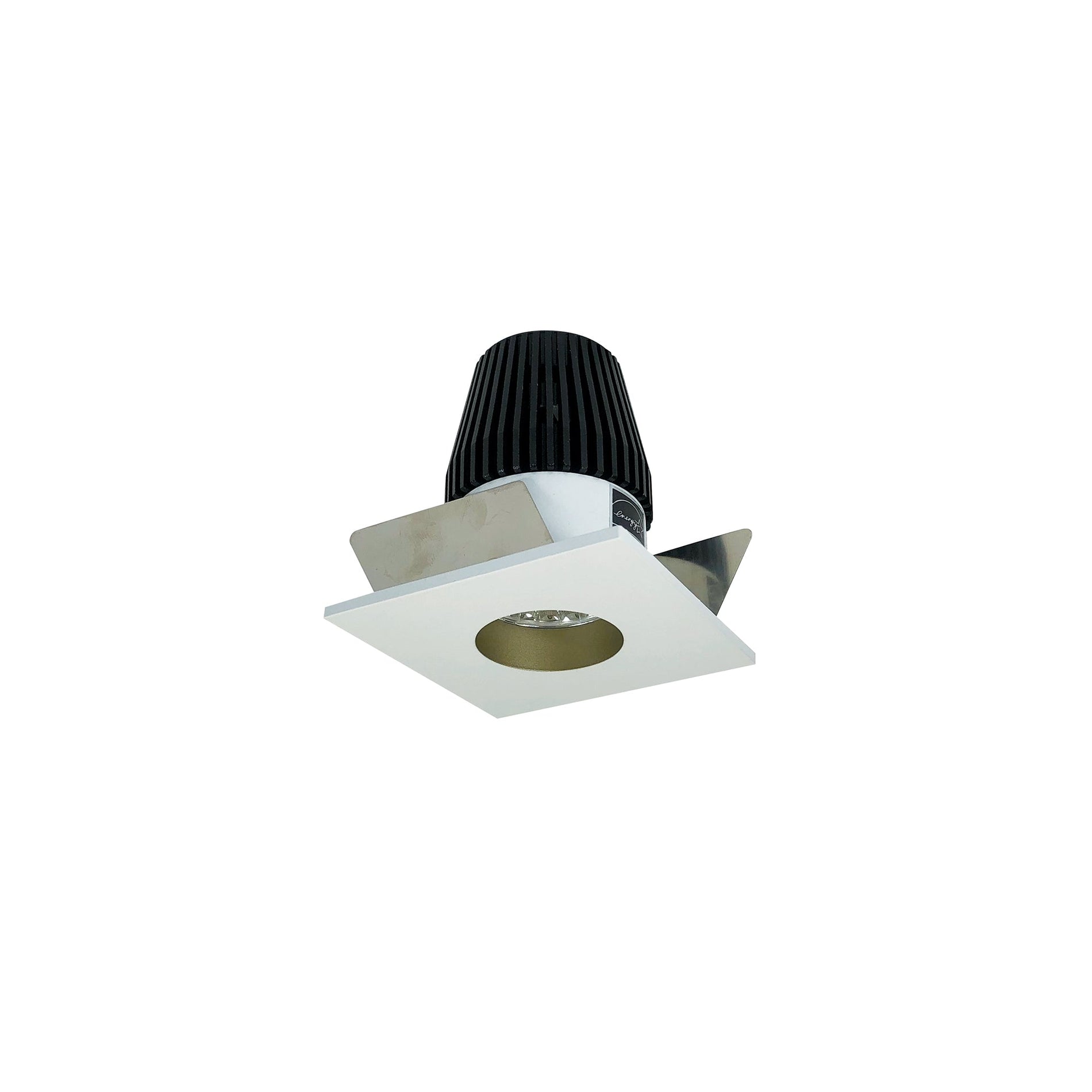 Nora NIOB-1SNG35XCHMPW 1 inch Iolite LED BWF Square Reflector with Round Aperture, 600lm, 3500K, Champagne Haze Reflector with Round Aperture / Matte Powder White Flange