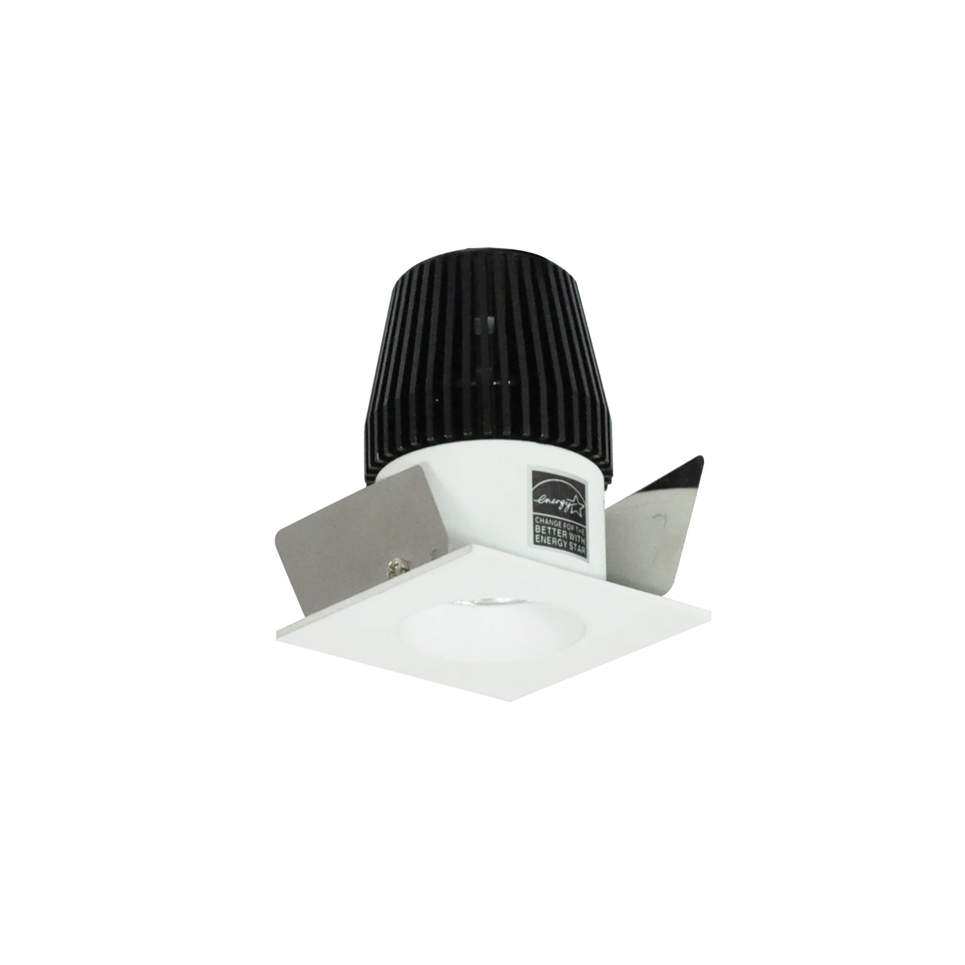 Nora NIO-1SNG30XMPW 1 inch Iolite LED NTF Square Reflector with Round Aperture, 600lm, 3000K, Matte Powder White Reflector / Matte Powder White Flange