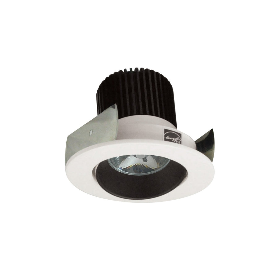 Nora NIOB-2RC40QBW 2 inch Iolite LED Round Adjustable Cone Reflector, 10-Degree Optic, 800lm / 12W, 4000K, Black Reflector / White Flange