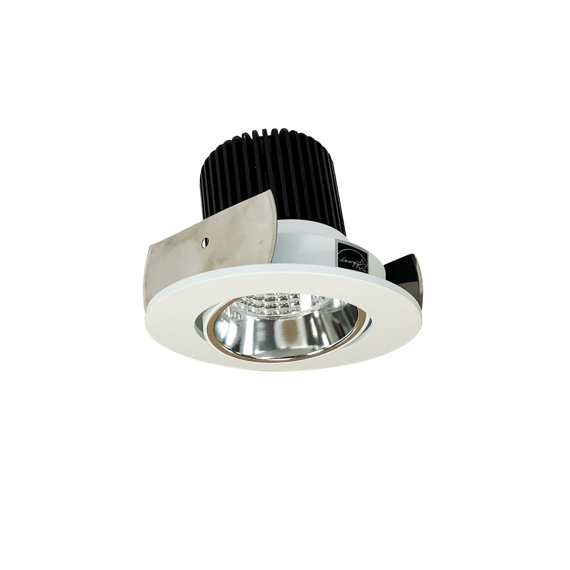 Nora NIOB-2RCCDXCMPW 2 inch Iolite LED Round Adjustable Cone Reflector, 800lm / 14W, Comfort Dim, Specular Clear Reflector / Matte Powder White Flange