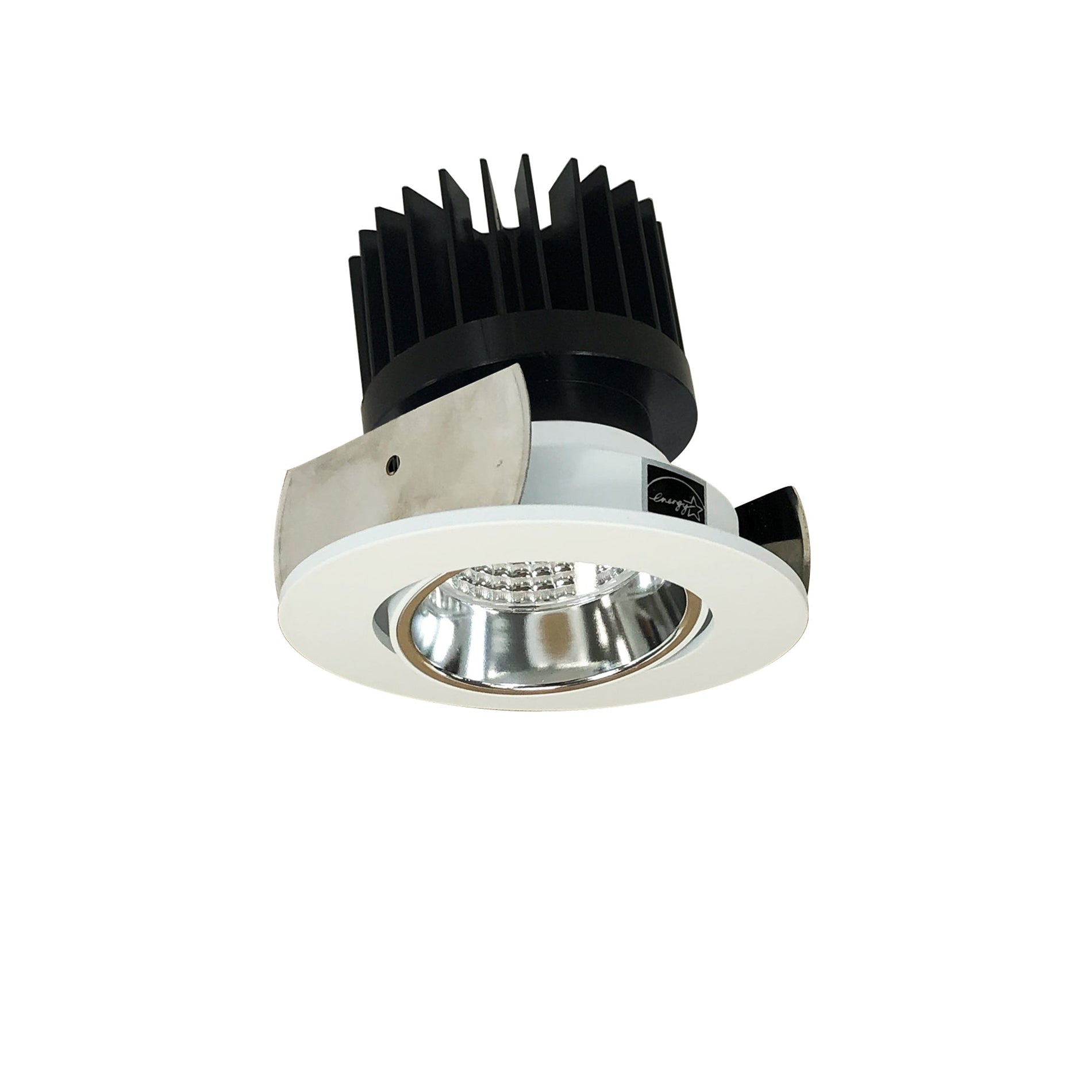 Nora NIOB-2RC40XCMPW/HL 2 inch Iolite LED Round Adjustable Cone Reflector, 1500lm/2000lm/2500lm (varies by housing), 4000K, Specular Clear Reflector / Matte Powder White Flange