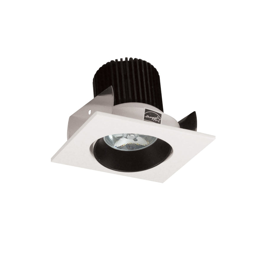 Nora NIOB-2SC27QBW 2 inch Iolite LED Square Adjustable Cone Reflector, 10-Degree Optic, 800lm / 12W, 2700K, Black Reflector / White Flange