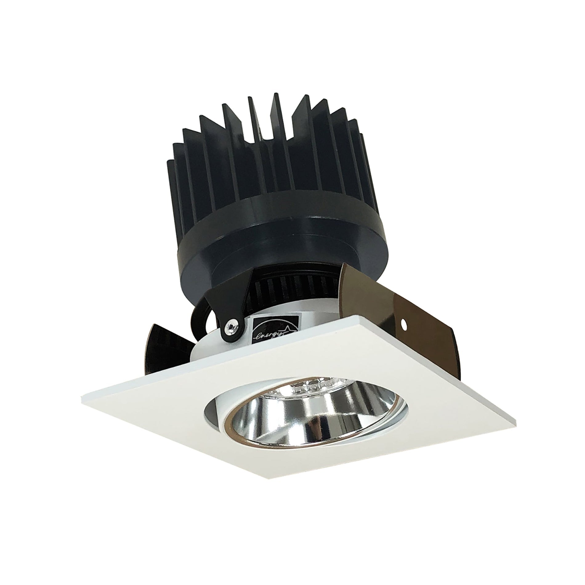 Nora NIOB-2SC30XCMPW/HL 2 inch Iolite LED Square Adjustable Cone Reflector, 1500lm/2000lm/2500lm (varies by housing), 3000K, Specular Clear Reflector / Matte Powder White Flange