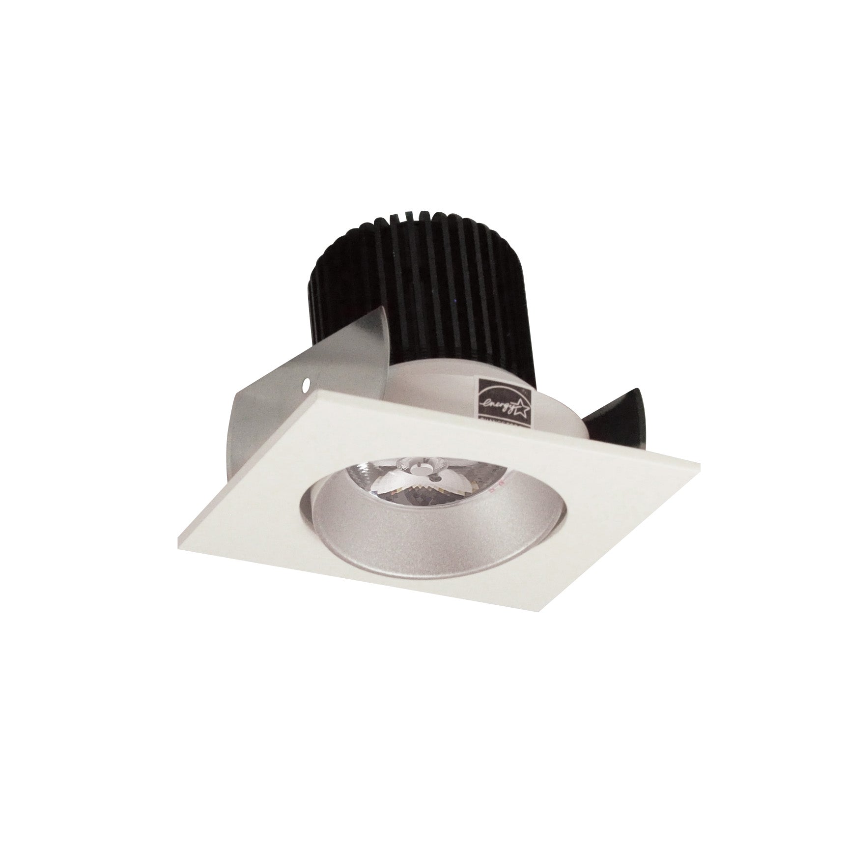 Nora NIOB-2SC30QHW 2 inch Iolite LED Square Adjustable Cone Reflector, 10-Degree Optic, 800lm / 12W, 3000K, Haze Reflector / White Flange