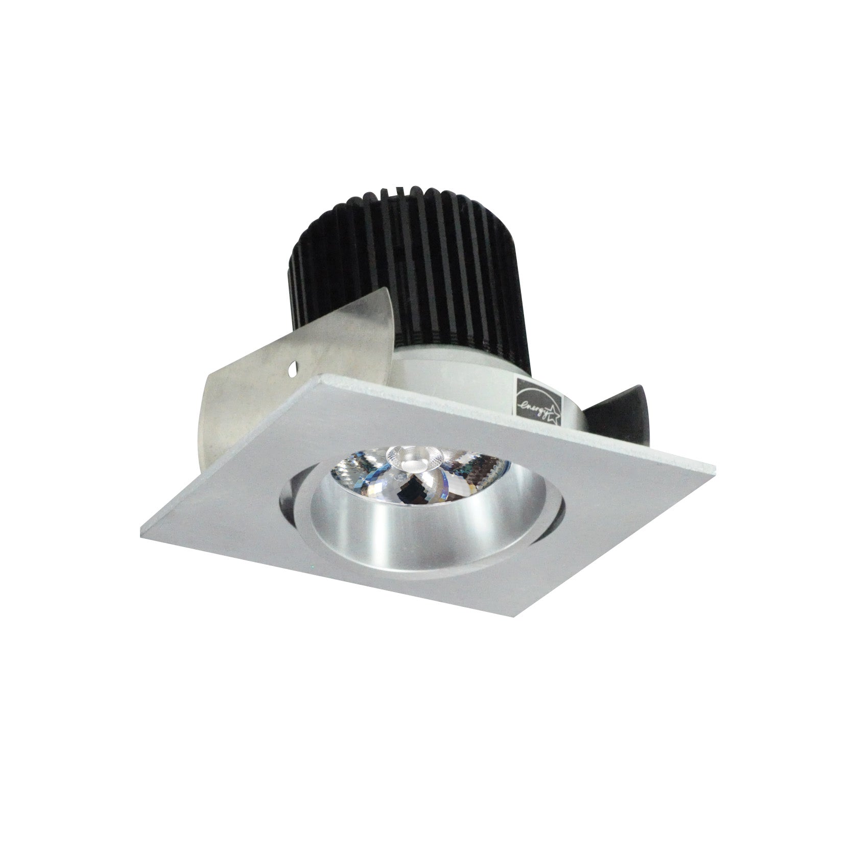 Nora NIOB-2SC30QNN 2 inch Iolite LED Square Adjustable Cone Reflector, 10-Degree Optic, 800lm / 12W, 3000K, Natural Metal Reflector / Natural Metal Flange