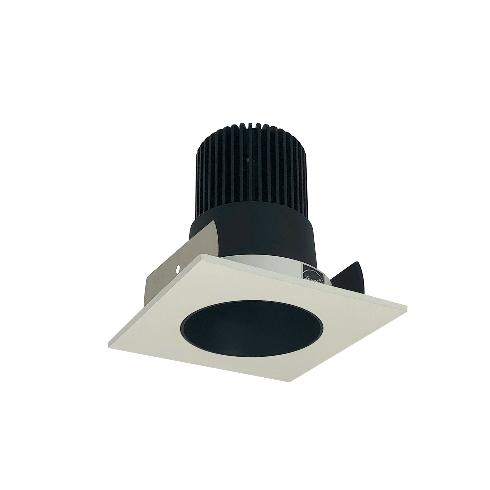 Nora NIOB-2SNDC30QBW 2 inch Iolite LED Square Reflector with Round Aperture, 10-Degree Optic, 800lm / 12W, 3000K, Black Reflector / White Flange