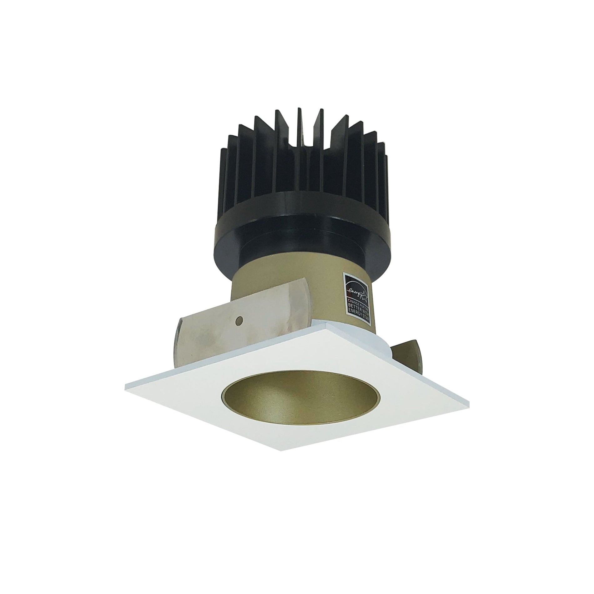 Nora NIOB-2SNDCCDXCHMPW/HL 2 inch Iolite LED Square Reflector with Round Aperture, 1500lm/2000lm/2500lm (varies by housing), Comfort Dim, Champagne Haze Reflector / Matte Powder White Flange
