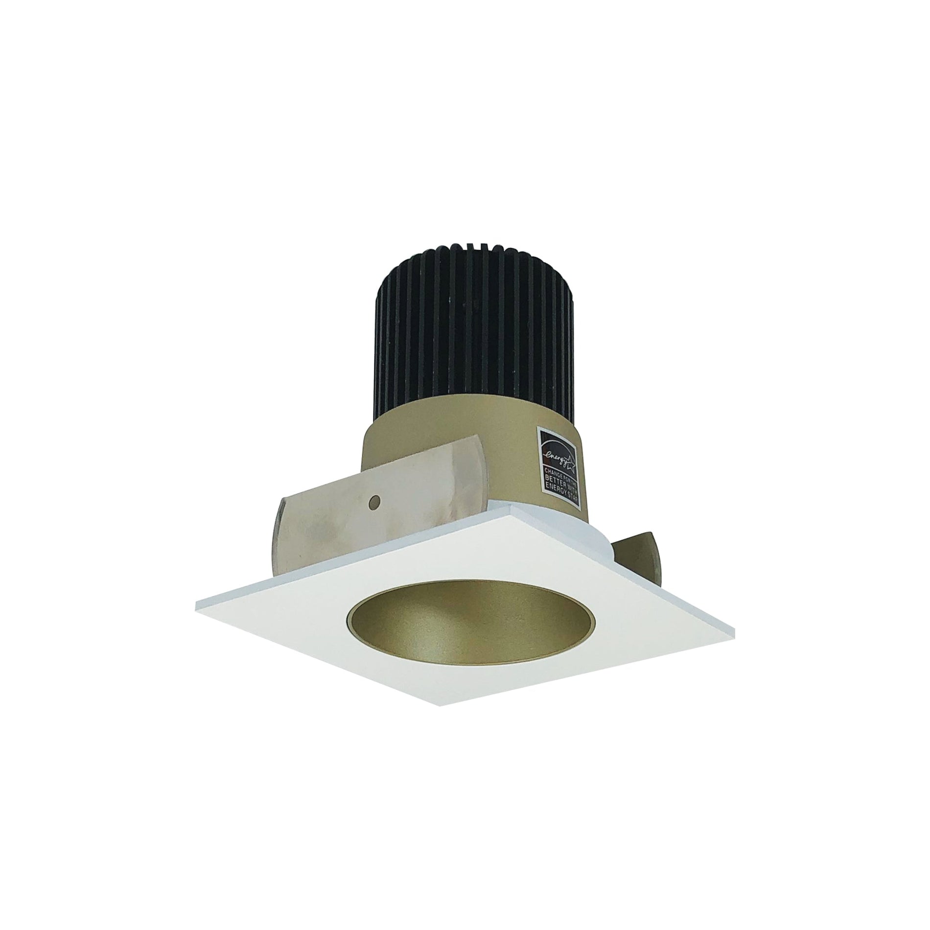 Nora NIOB-2SNDC50XCHMPW 2 inch Iolite LED Square Reflector with Round Aperture, 800lm / 14W, 5000K, Champagne Haze Reflector / Matte Powder White Flange