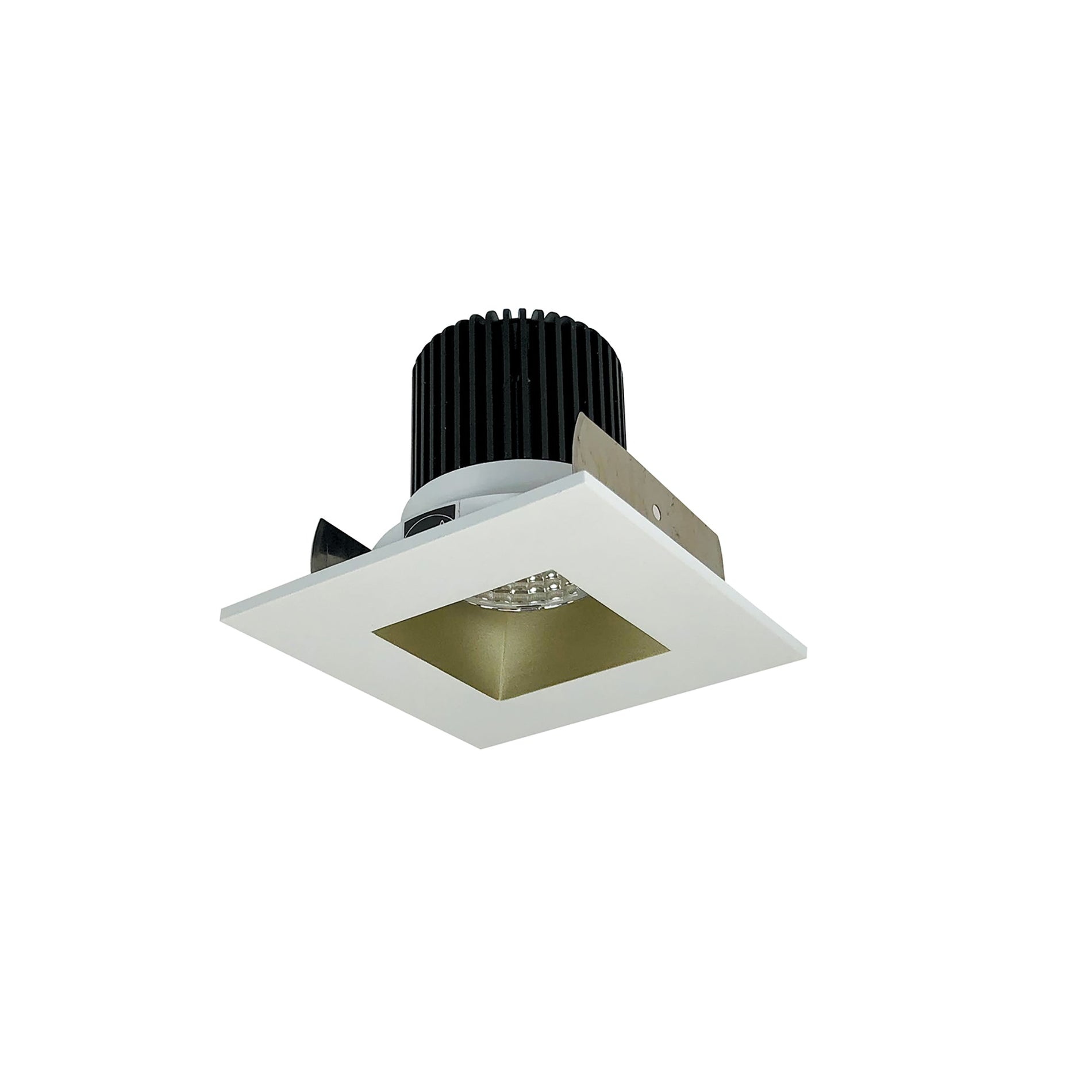 Nora NIOB-2SNDSQ50XCHMPW 2 inch Iolite LED Square Reflector with Square Aperture, 800lm / 14W, 5000K, Champagne Haze Reflector / Matte Powder White Flange