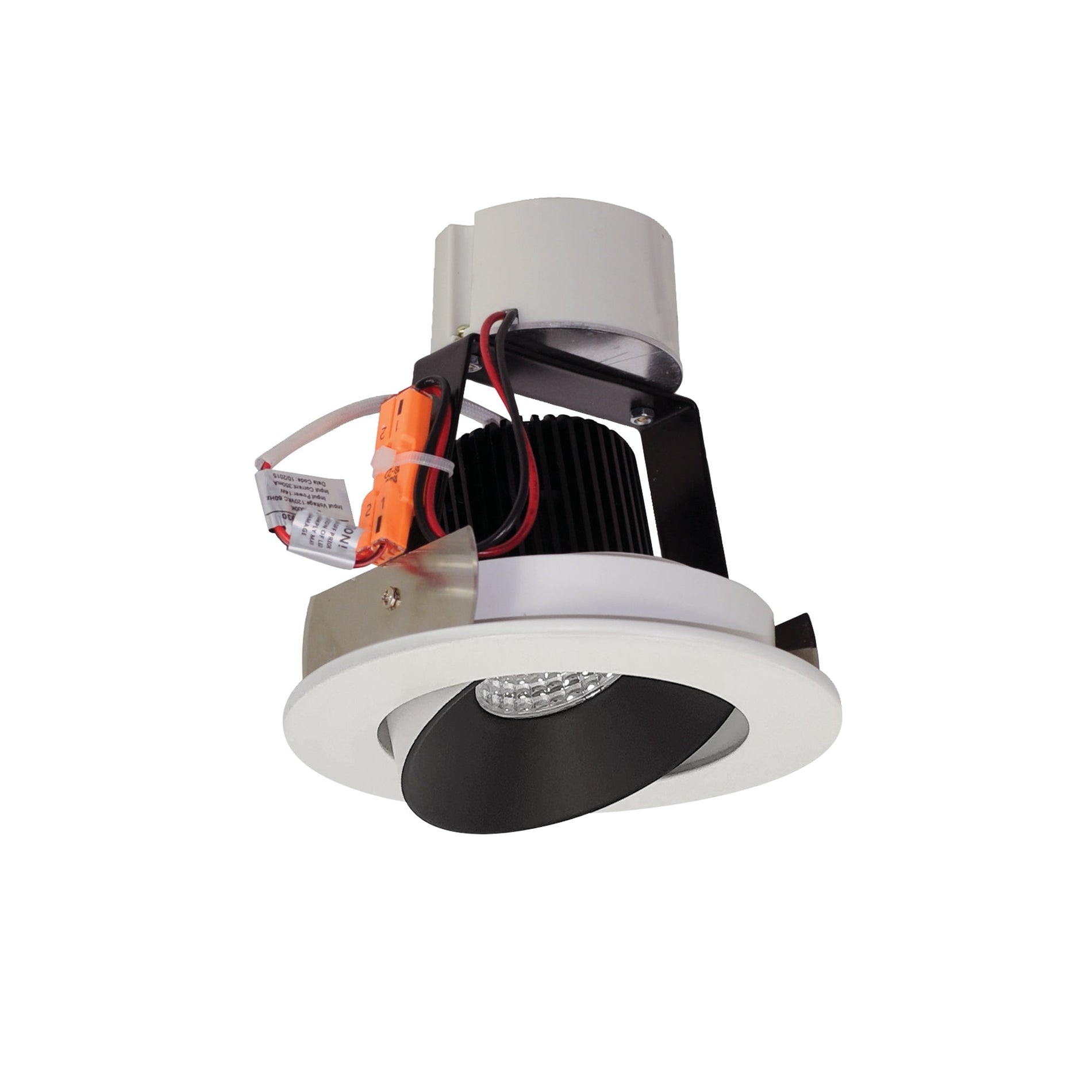 Nora NIR-4RCCDXBW 4 inch Iolite LED Round Adjustable Cone Retrofit, 800lm / 12W, Comfort Dim, Black Reflector / White Flange