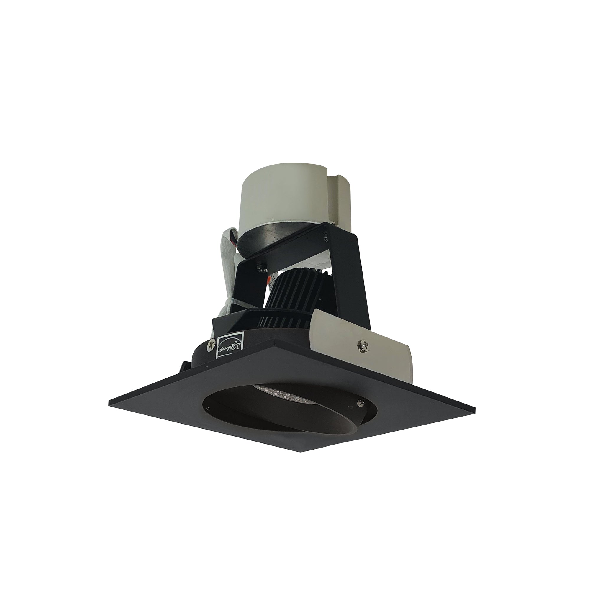 Nora NIR-4SC27XBB/10 4 inch Iolite LED Square Adjustable Cone Retrofit, 1000lm / 12W, 2700K, Black Reflector / Black Flange