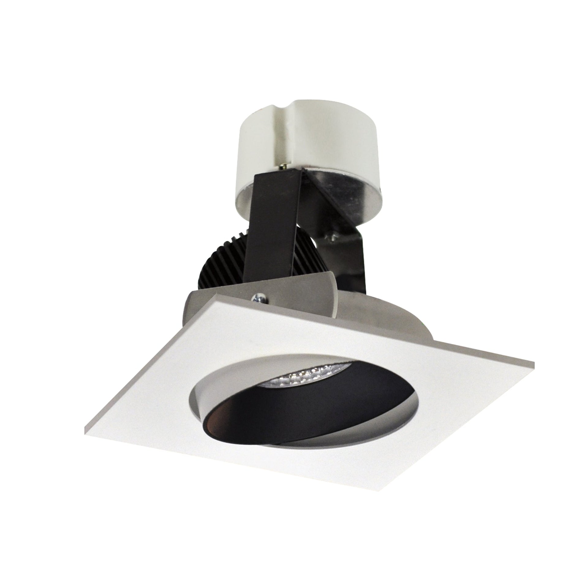 Nora Lighting NIR-4SC30XBW/10 — 4" Iolite LED Square Adjustable Cone Retrofit, 1000lm / 12W, 3000K, Black Reflector / Warm White Flange