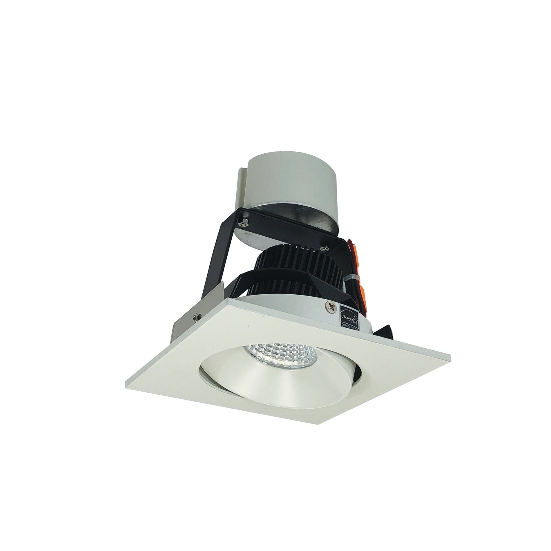 Nora NIR-4SC35XBW/10 4 inch Iolite LED Square Adjustable Cone Retrofit, 1000lm / 12W, 3500K, Black Reflector / White Flange