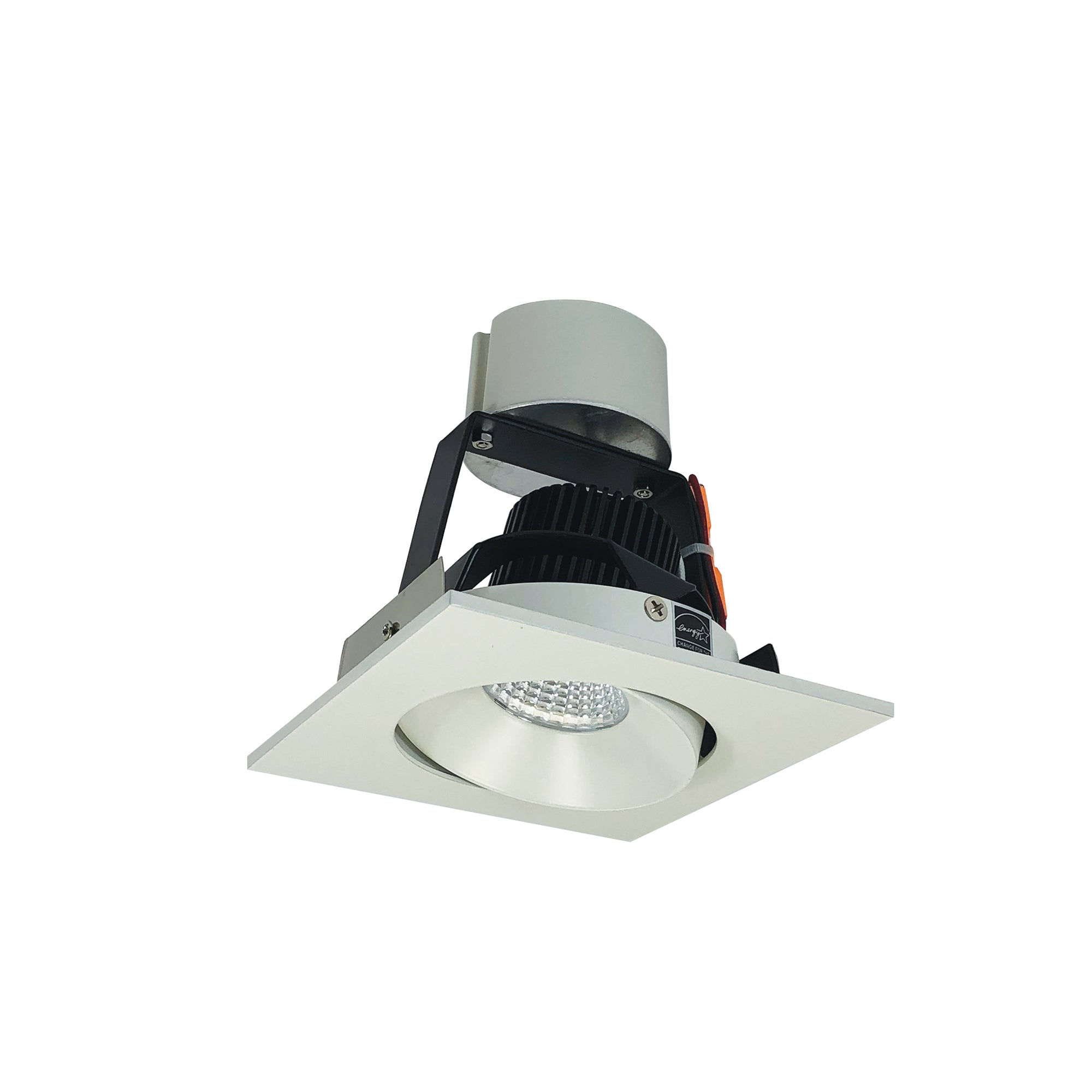 Nora NIR-4SC27XWW/10 4 inch Iolite LED Square Adjustable Cone Retrofit, 1000lm / 12W, 2700K, White Reflector / White Flange