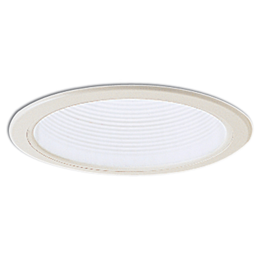 Nora NL-610W 6 inch Adjustable Stepped Baffle Trim w/ Plastic Ring, White/White